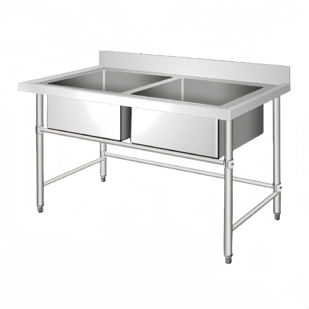 Stainless Steel Double Sink Bench