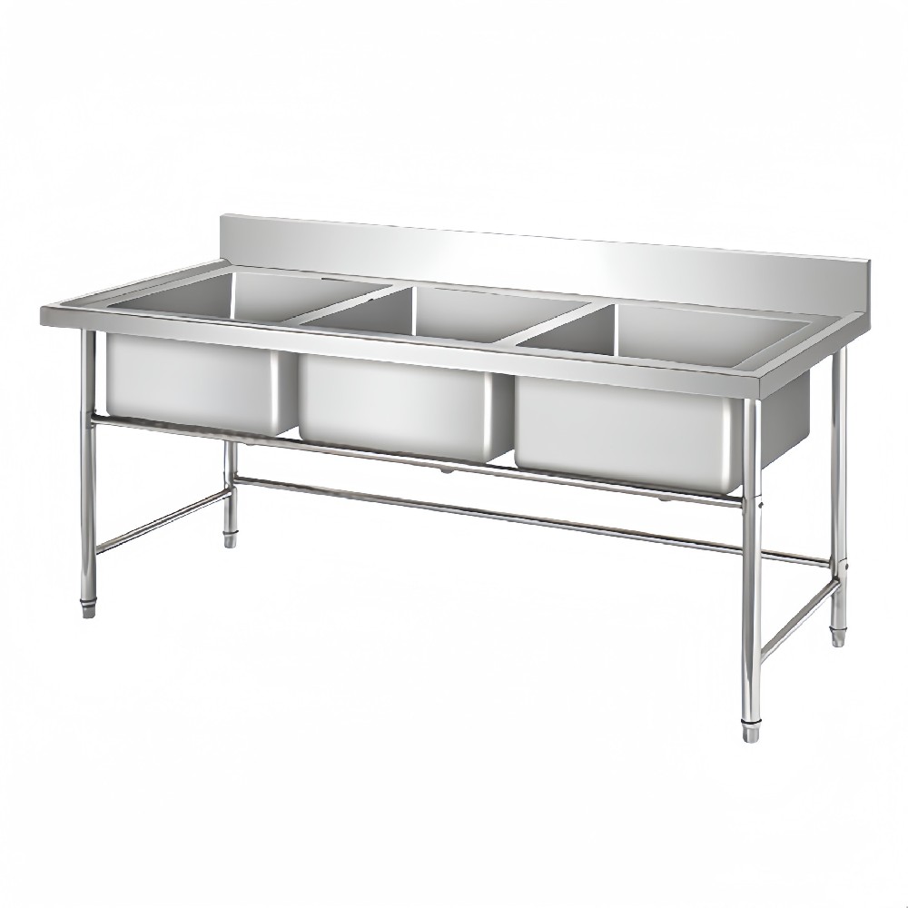 Stainless Steel Triple Sink Bench