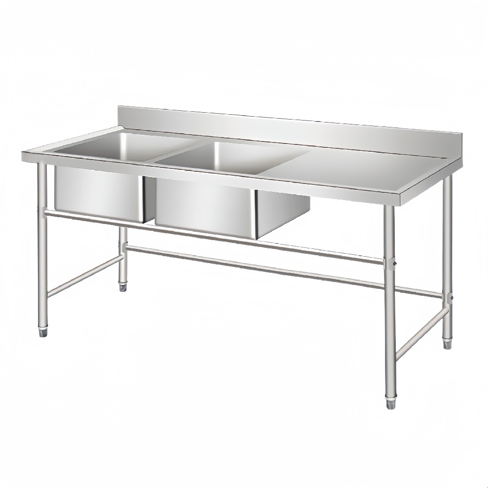 Stainless Steel Double Sink Bench