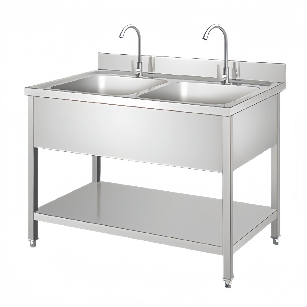Stainless Steel Double Sink Bench