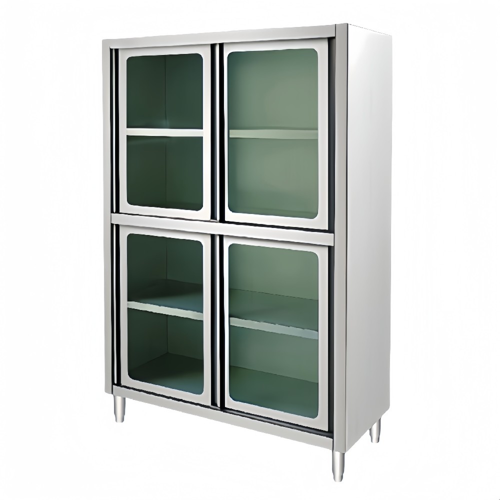 Stainless Steel Upright Storage Cabinet With 4 Glass Door